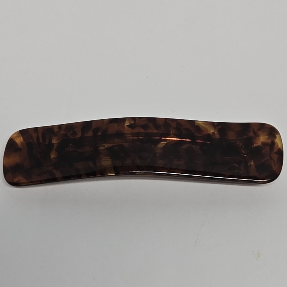 Vintage Faux Tortoise Rounded Rectangular Hair Clip 4 1/4" X 1"